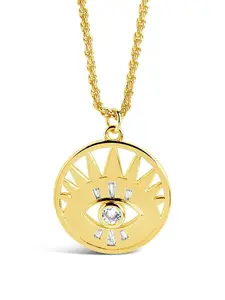 Mahana CZ Evil Eye Disk Necklace