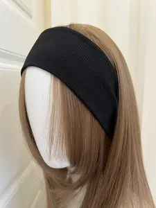 Minimalist Black/White Knit Headband - Soft Stretchy Band for Casual & Aesthetic Looks