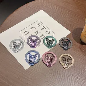 Sparkling Butterfly Stand, Ultra-Thin Magnetic Wireless Charging, Foldable Back Sticker, Universal Ring Holder, Phone Case Accessory, Cell Phone Holder