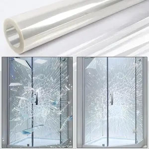 0.05mil Security Window Film 17.5in x 13.1ft Shatterproof Film Transparent Self-Adhesive Security Window Film 2Mil Anti Shatter Tempered Glass Film Glass protective window film for Home/Office