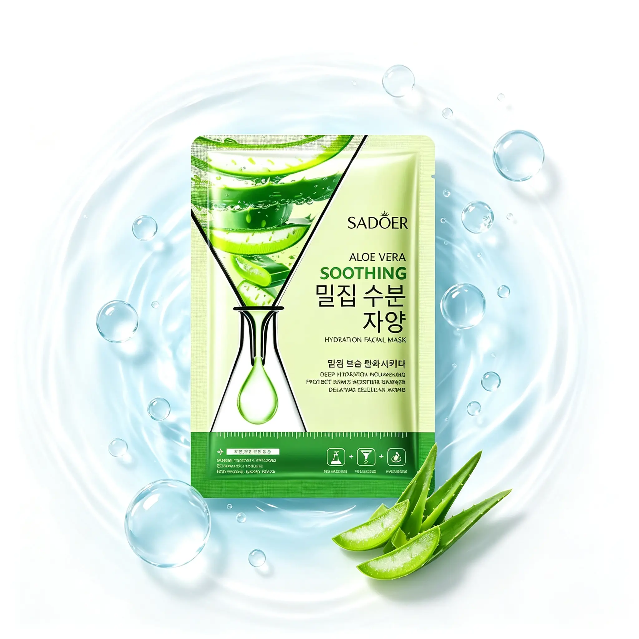 Aloe Vera Soothing Facial Mask, Hydrating & Moisturizing Face Mask, Helps Calm Skin, Replenish Moisture & Support A Refreshed, Comfortable Complexion Centella Oil-Control Foam