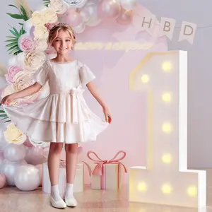 3FT Marquee Light Up Numbers 1 for 1st Bithday Decorations, Large Marquee Numbers 1 for Anniversary Decorations, Big Numbers Numbers Cardboard DIY Kits