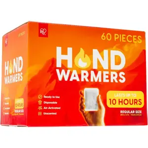 IRIS USA Hand Warmers, Regular or Large, 30/60 Individual Warmers, Regular & Adhesive Body Warmers Up to 10/12/18 Hours Disposable Handwarmers Bulk for Hot Hands Feet Chest Back, TSA-Approved, Outdoor