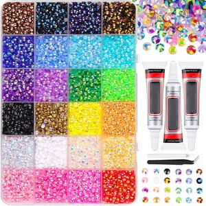 30000PCS 24Colors Jelly Rhinestones for Bedazzling, 3mm Multicolor Resin Flatback Gems for Diamond Art, Bedazzler Kit for Crafting Book ShoesNail Art