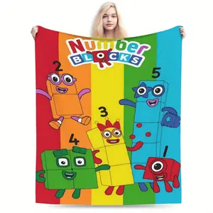 Digital building block flannel blanket- Educational Number Blocks Design with 1-10 Numbers, Vibrant Colors, All-Season Cozy Throw for Home, Office, Travel & Gift Giving, Educational Play Item | Vibrant Blanket | Warm Cozy Material
