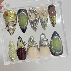 Gothic Them Medium Stiletto Press On Nail, Custom Design Nail Art, Fake Nail for Birthday, Holiday Vacation Nail, Nail for Party