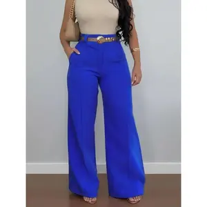 Women's Plain Pocket Wide Leg Pants, Casual Comfy Trousers for Spring & Fall, Women's Bottoms for Daily Wear