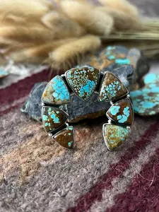 Handmade Sterling Silver Number 8 Turquoise Naja Adjusatble Ring "Signed Nizhoni"