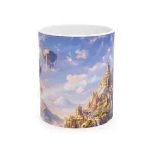 Floating Castle Fantasy Mug | Sky, Rainbow, Dreamscape Ceramic Mug
