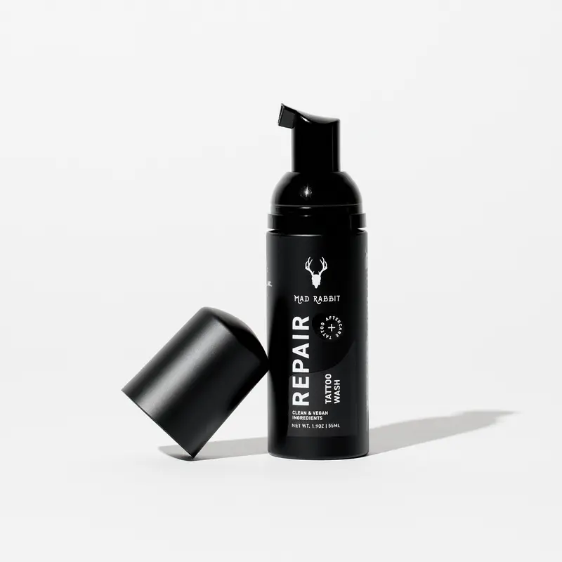 Mad Rabbit New Tattoo Wash - Gentle, Foaming, Alcohol-Free Antibacterial Soap for Tattoo Care & Protection, All Skin Types - As Seen on Shark Tank, Clean & Vegan