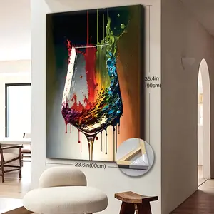 One Piece of Extra Large Canvas Wall Art with a Wooden Frame, Featuring a Vibrant Glass Painting Print. This Colorful Home Decoration Serves As Abstract Wall Decor And Makes for Great Gifts. It'S Perfect for Large Kitchen Wall Art And Comes