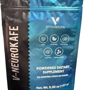 V-NeuroKaffé VitalHealth Café Funcional en Polvo con Ganoderma, Ginseng y Vitaminas 150g Natural Coffee