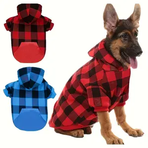 Pet Basic Plaid Hoodie Sweatshirt, Casual Fleece Pullover for Dogs & Cats, Soft Warm Winter Coat, Stylish Pet Clothing, Sweater, Puppy Clothes, Husky Clothes