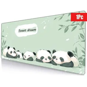 Panda Pattern Mouse Pad, Rectangle Gaming Mouse Pad, Office Desk Keyboard Mat for Home Office Desk, Washable Rubber Mouse Pad
