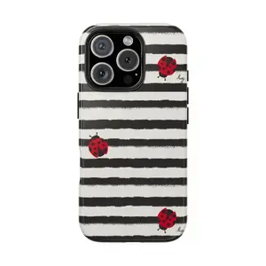 Chic Stripe Ladybug Phone Case, Gorgeous & Stylish Phone Case For Girl iphone 14 promax