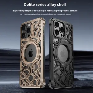 for iPhone 16 Pro Max Cloud Rock Series Phone Case Magnetic Heat Dissipation Protective Cover Metal Shockproof Case