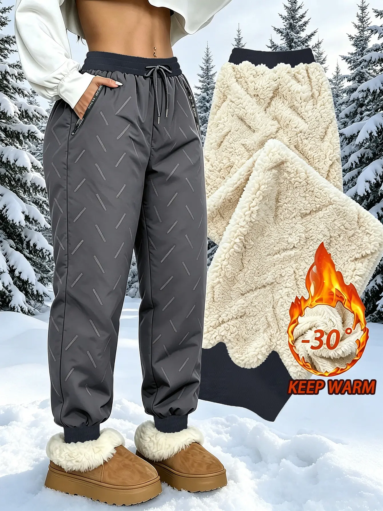 Women's Fleece Lined Winter Pants | Waterproof Thermal Warm Joggers | Slim Fit Insulated Cold Weather Trousers for Outdoor Hiking, Skiing & Daily Wear | No Bulky, Fits All Body Types Women's Clothing