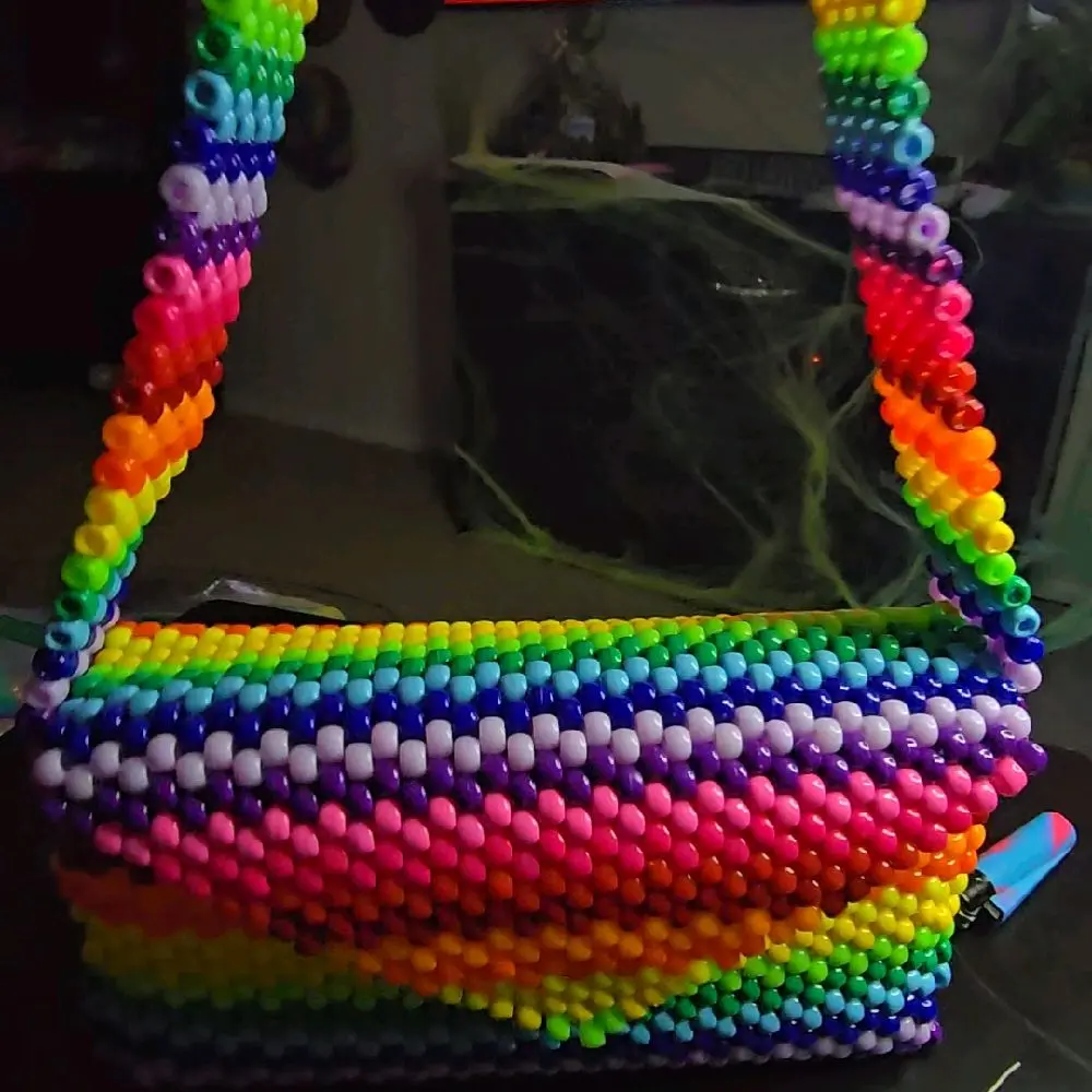 Rainbow Beaded Handbag - KANDI PURSE Vibrant Colors, Durable Design, Perfect for Everyday Use