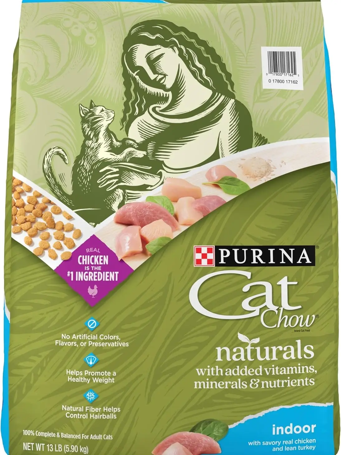 Purina Cat Chow Hairball, Healthy Weight, Indoor, Natural Dry Cat Food, Naturals Indoor - 13 lb. Bag