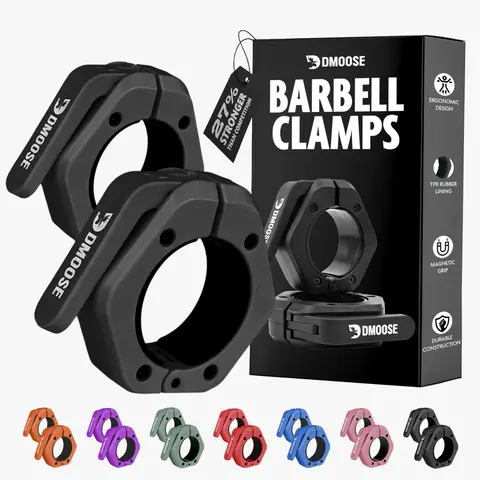 DMoose Fitness 2 Olympic Barbell Clamps - Innovative Magnetic Design, Secure Locking Mechanism, Quick Load, Reduces Injury Risk, Home Gym Accessory for Strength Training