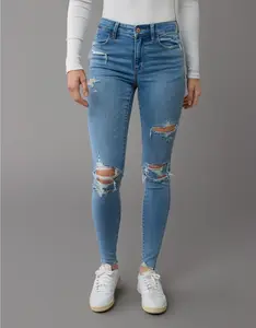 Ripped High Waisted Jeans - Blue, Premium Quality, Women's Wear, Casual Style, Perfect for Everyday Wear - Womenswear, Bottom