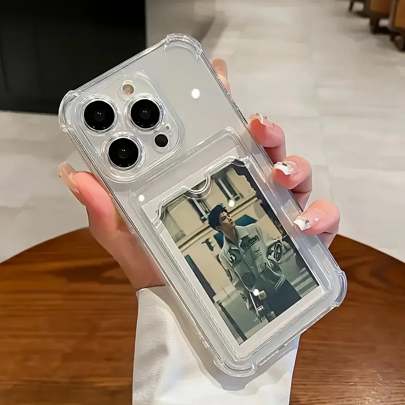 Durable transparent TPU protective phone case with card slot suitable for iPhone 15/14/13/12/11 series - transparent shockproof back cover Compatible with iPhone 11/11 Pro/11 Pro Max/12/12 Pro/12 Pro Max/13/13 Pro/13 Pro Max/14/14 Plus/14 Pro/14 Pro Max/1