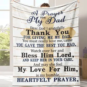 For Father's Day Religious "A Prayer For My Dad" Blanket, Rustic Wood Cross Soft Throw, Best Gift for Dad for Birthday/Father's Day, Birthday Gifts for Dad from Daughter, Son Birthday Presents for Dads Inspirational
