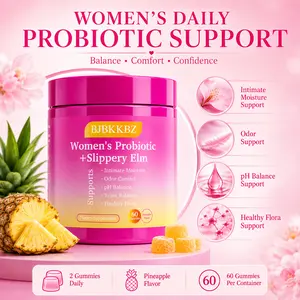 BJBKKBZ Vaginal Probiotics for Women Gummies, Slippery Elm + XOS Prebiotic, Supports Healthy Flora & pH Balance, Pineapple, 60 Count