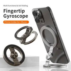 REGEE YS08 Magnetic Phone Stand for iPhone - Aluminum Mini Triple-Fold Phone Stand, Pocket Portable Cell Phone Holder, 360° Rotatable, Magnetic Mount Compatible with All iPhone 12, 13, 14, 15, 16 Series
