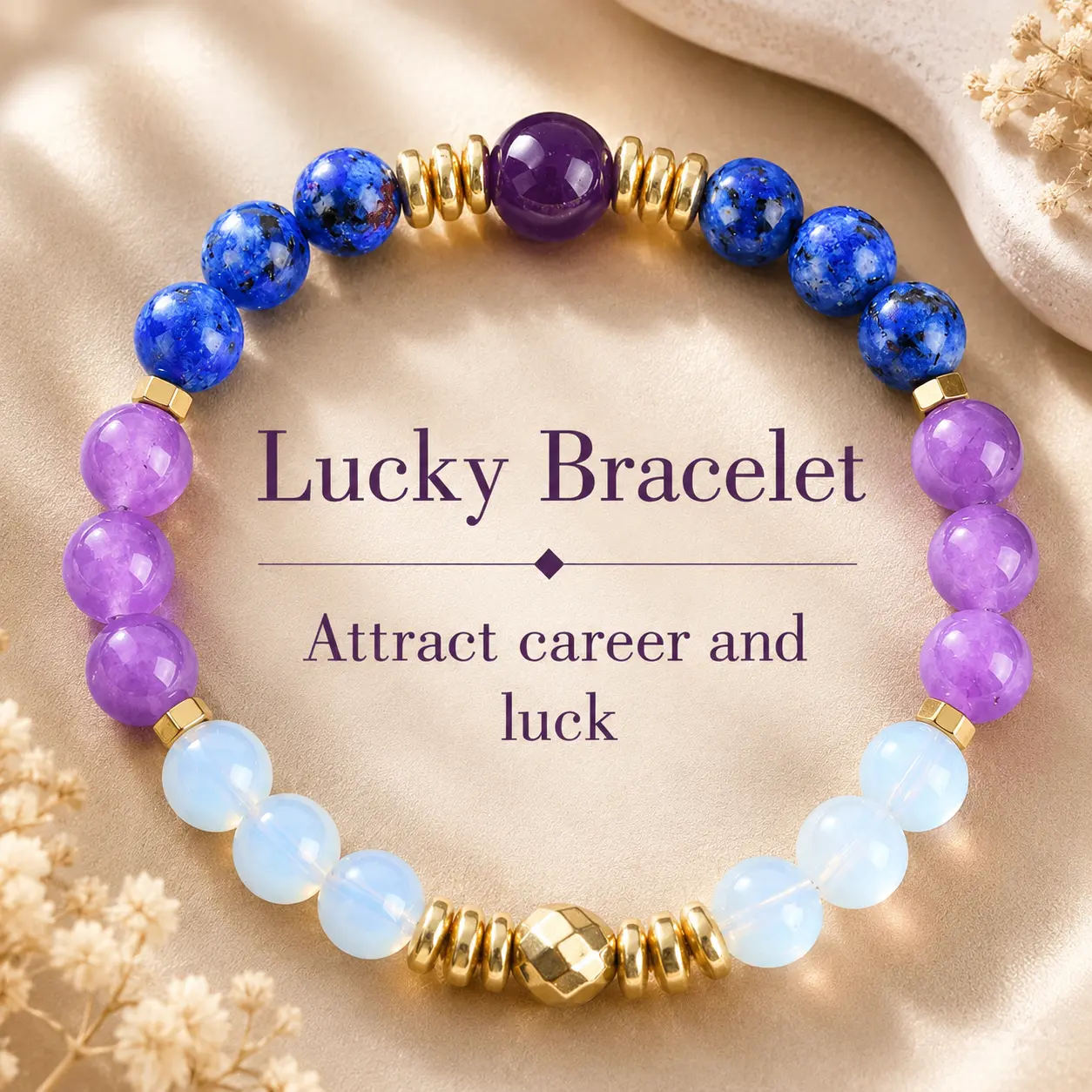 Multicolored Crystal Charm Bracelet with Amethyst & Opal - Unisex Bohemian Elastic Band Arm Candy Accessory for Serenity, Any Occasion - Crystal Bracelets & Bangles, Natural Stone Jewelry