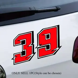 Trendy Racing "Number Mark" Stickers, Lightning Number High-contrast Graphic Car Side Window Decals, Sharp Lines, Suitable for Motorcycles, Skateboards, Suitcases and More, Show Racing Taste, Hot-selling Personalized Decals