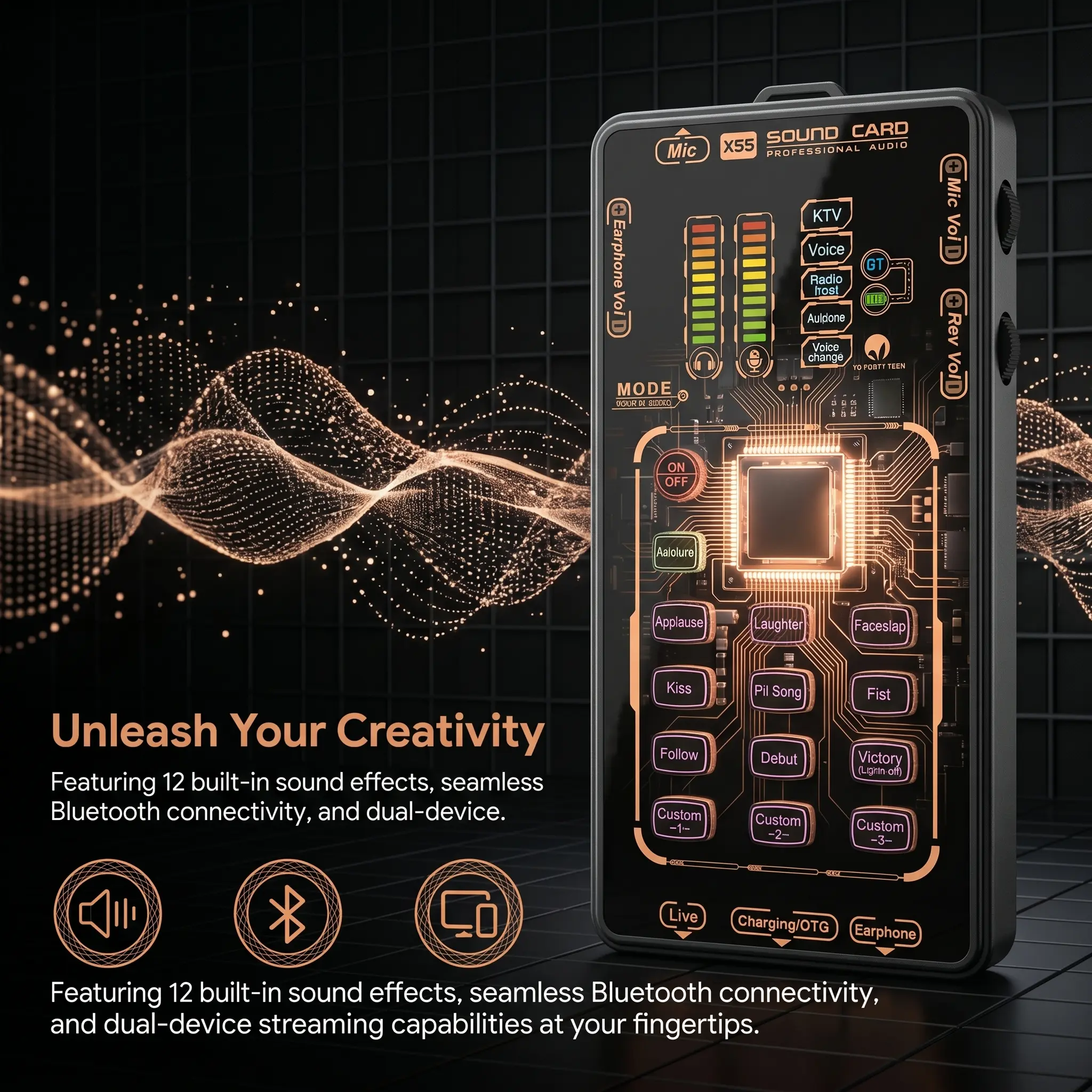X55 Pro Compact Digital Sound Card Set, Portable Handheld Audio