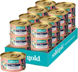Solid Gold Flavorful Feast™ Chicken Wet Food for Kittens - Grain Free Pate in Gravy Form - Nutritious & Balanced Meal - No Corn Wheat Soy - Carrageenan & BPA Free