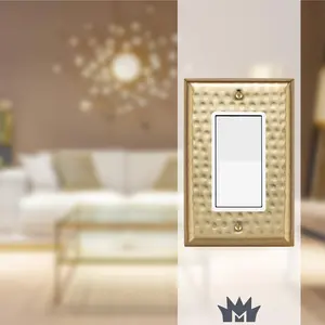 Hand Hammered Rocker Light Switch Wall Plate - Brushed Gold Finish