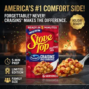 Cranberry Stuffing Mix Savory Bread Stuffing with Dried Cranberries Easy Side Dish Mix for Holiday Meals 6oz Box