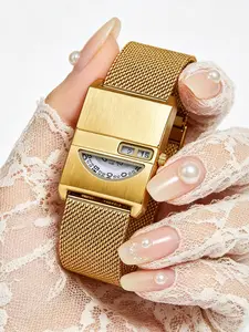 Women's Luxury Square Watch, Semi-Circular Dial, 30m Waterproof Analog, Elegant Design, Dual Buckle Steel Band, Casual Style, Perfect for Daily Wear or Gift