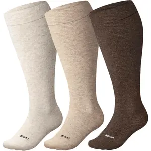Cotton Plus Size Compression Socks for Women&Men Wide Calf 15-20 mmHg Knee High Soft Sock for Nurses Pregnancy