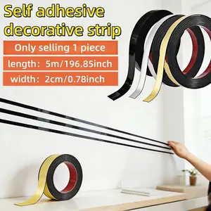 1 Roll 5m/196.85 Inch Self-adhesive Flat Decorative Line, Vinyl Mirror Wall Sticker Decorative Strip, Suitable for Living Room, Bedroom, Kitchen, Bathroom Home Decoration