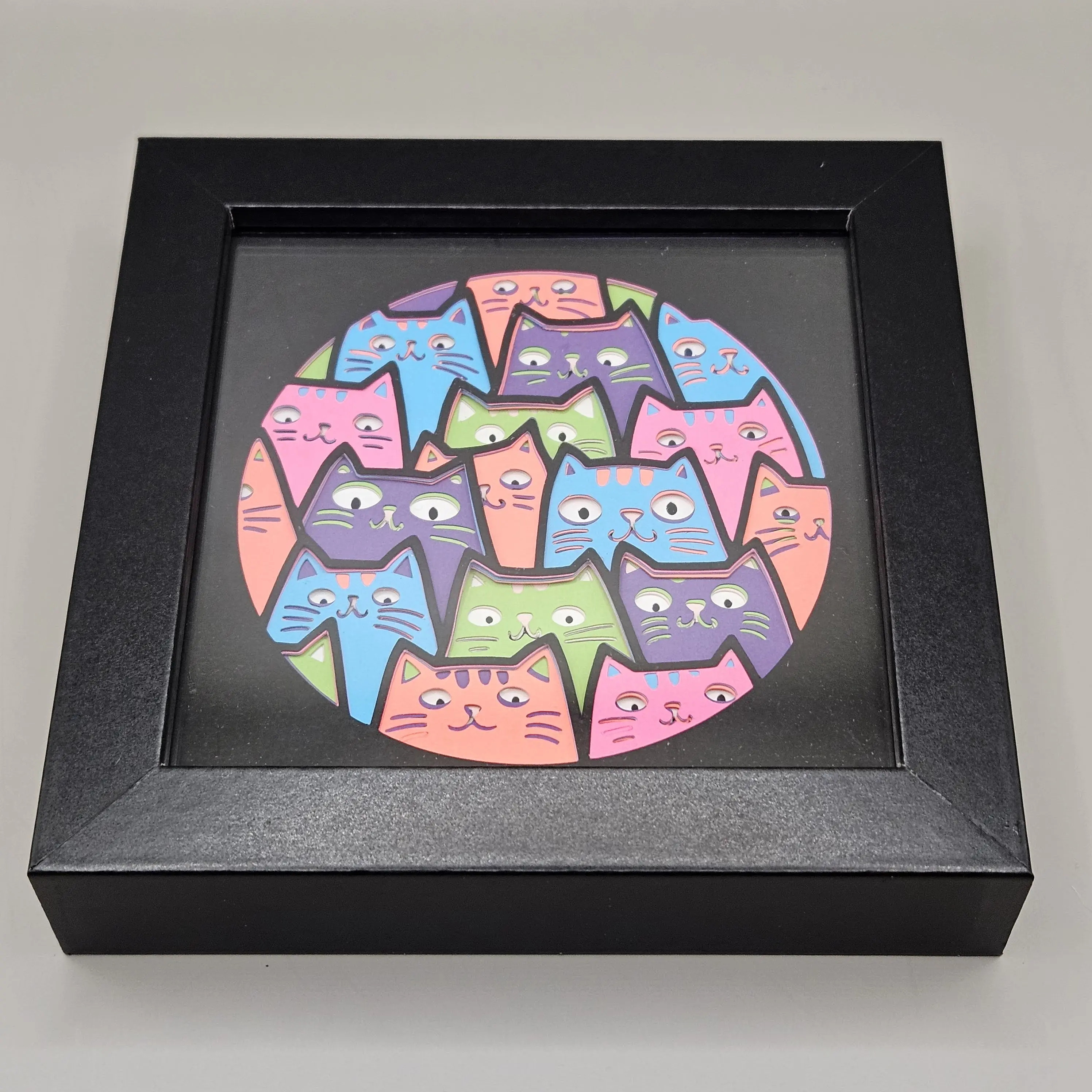 Neon Cats Shadowbox