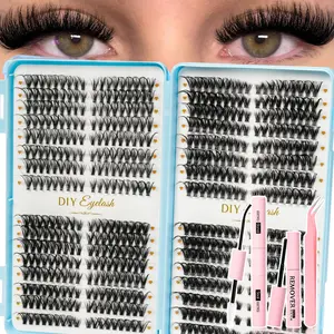 DIY False Eyelash Extensions, Natural Look, Dense D Curl Lashes, Mixed Length, Non-Toxic, Home Use, Various Makeup Styles