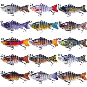 15-Pack Jointed Fishing Lures Set, Multi-Segment Swimbait with Sharp Hooks, Durable Tackle for Bass, Trout Fishing in Freshwater, Saltwater