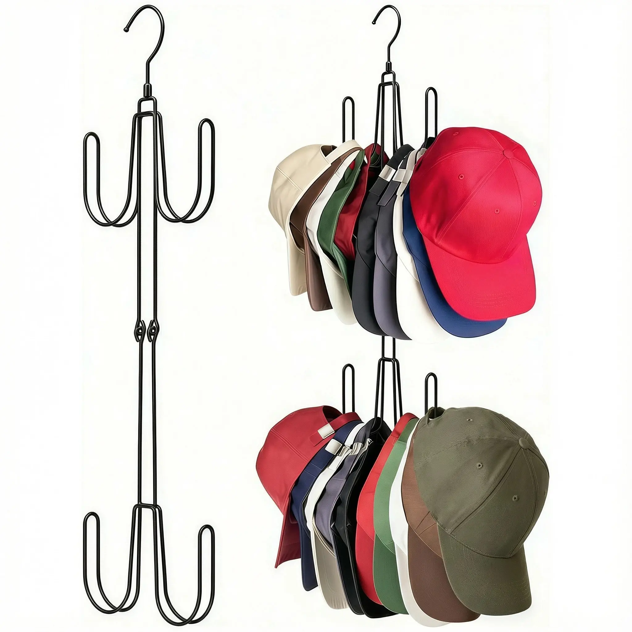 2-tier Hat Hanger, Cap Hanger, Hat Organizer, Belt Hanger, Bra Hanger, Space Saving Stainless Steel Multi-function Hat Organizer Rack, Home Organizer for Closet, Christmas Gift