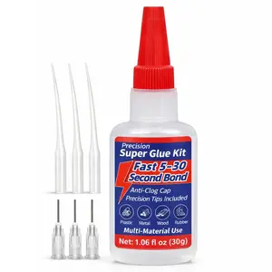 Precision Super Glue Kit, 1.06 fl oz (30g) -- CA Glue with Anti-Clog Cap, 3 Metal Applicator Tips & 3 Extension Tubes -- -Setting  Adhesive for Plastic, Metal, Ceramic, , Rubber & DIY