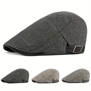 Unisex Grid Beret Duckbill Cap Outdoor Sport Adjustable Leisure Hat Spring Autumn Hunting Travel Tourism