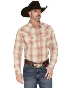 Cody James Men's Legend Dobby Plaid Print Long Sleeve Snap Western Shirt - Cjsu26w25-Rd