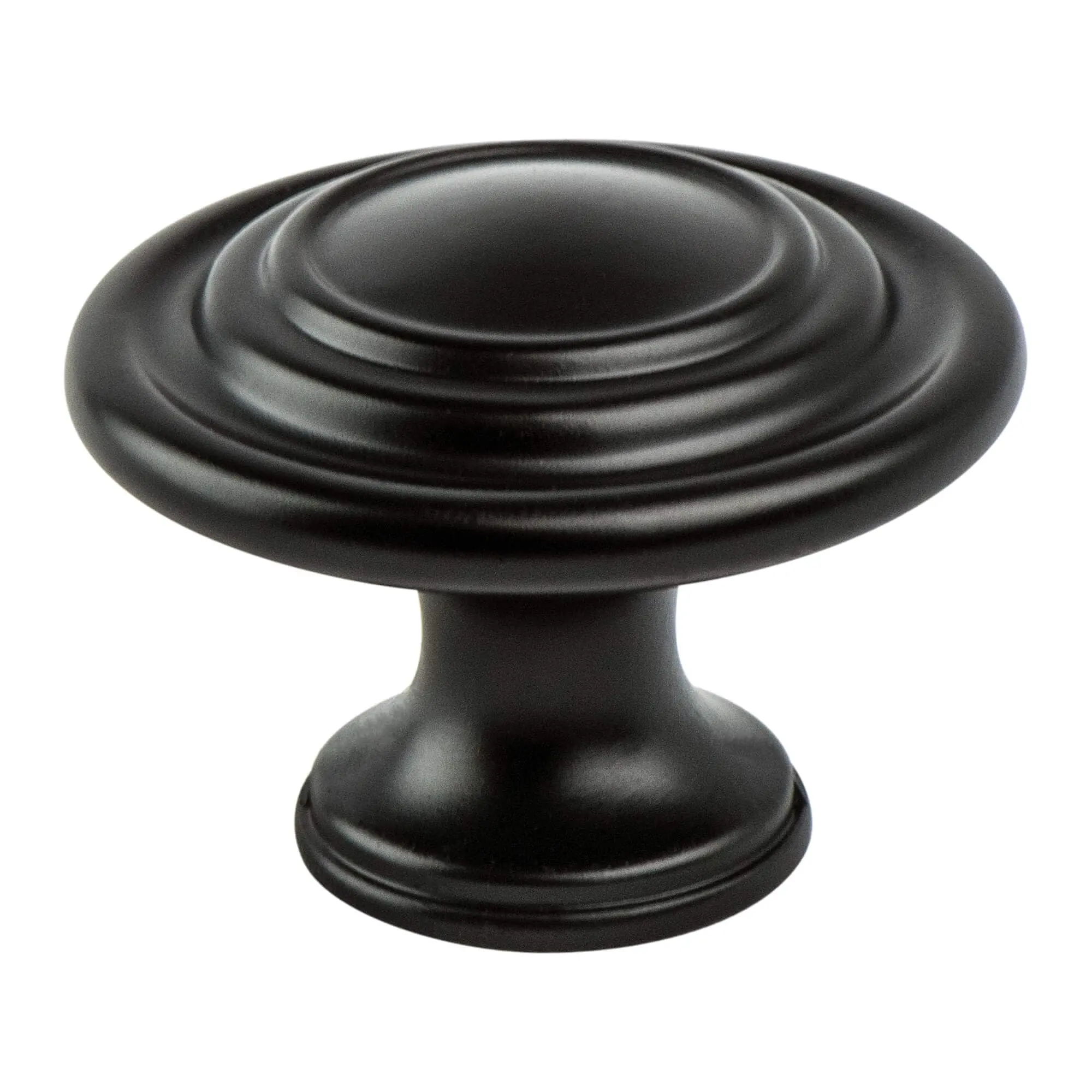 Berenson 0935-155-P Advantage Plus 4 Knob - 1-5/16 in. Diameter, 1 in. Projection, Black Finish - Cabinet & Door Handles, Provides Traditional Cabinet Hardware