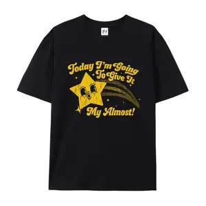 100% cotton short-sleeve shirt，Today I'm Going To Give It My Almost Retro Star T-Shirt, Vintage Cartoon Graphic Tee, Relatable Lazy Humor Shirt, Gift for Procrastinator, Casual Retro Apparel, Unisex Funny Streetwear