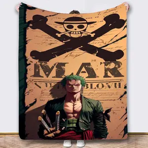 Anime Style One Piece Print Soft Flannel Blanket, Comfortable Warm Four-Season Nap Blanket, Perfect Birthday or Holiday Gift