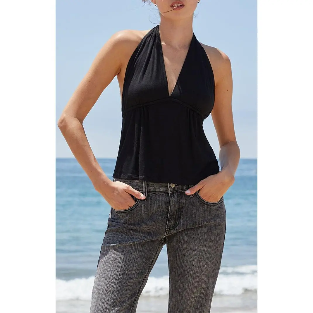 John Galt Women's Black Halter Top John Galt Women's Black Halter Top