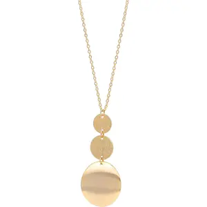 Long Disc Pendant Necklace for Women 18K Gold Plated Sweater Chain Fashion Jewelry